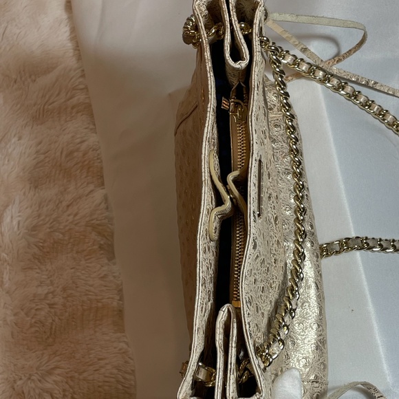 Rebecca Minkoff Ostrich Swing Bag Metallic Champagne Leather - Picture 8 of 15